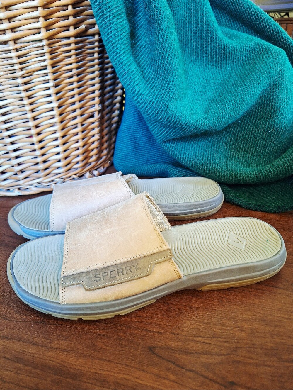 NWOT Sperry Men's Whitecap Slide Sandals - Tan Leather - Size 11